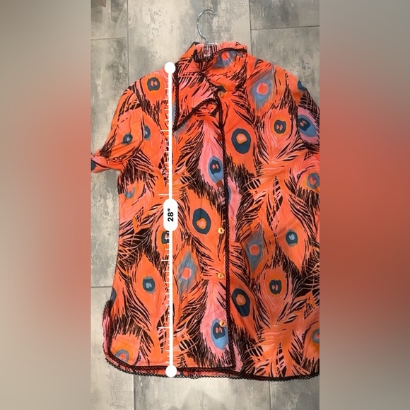 Vintage 70s/80s Mr. Stan Peacock Feather Print Button Down Woven Rayon Blend L - Picture 15 of 15